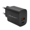 Qoltec Ładowarka GaN POWER PRO 1xUSB-C 1xUSB 30W 5-20V 1.5-3A Czarna