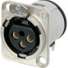 XLR panel socket, 3 pole, silver-plated, metal, NC3FD-H