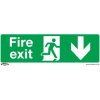 Worksafe SS22V10 Safety Sign Fire Exit (Down) - Self-Adhesive Vinyl - PK10