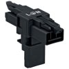 WAGO 890-615 3 Pole 4.4mm T Distribution Flying Lead 1 Plug + 2 Socket Black
