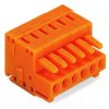 Socket header, 2 pole, pitch 3.81 mm, angled, orange, 734-202