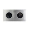 Gniazdko elektryczne czarne podwójne ramka stal szczotkowana GN-SS02C