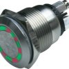 Vandal-proof pushbutton, 1 pole, red/green, illuminated  (red/green), 0.5 A/24 V, mounting Ø 19 mm, IP66, MPI002/TERM/D1