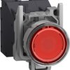 Pushbutton, 4-254 VAC/VDC, illuminable, 1 Form B (N/C), waistband round, red, front ring metal, mounting Ø 22 mm, XB4BP483BM5GEX