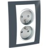 UNICA PLUS Gniazdo podwójne z uziemieniem z przesłonami czerń mineralna MGU63.069.877 SCHNEIDER ELECTRIC