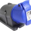 Złącze przemysłowe - zasilające 16A Gniazdo 230 V 2P + E Żeński Amphenol Industrial Niebieski Montaż ścienny IP44