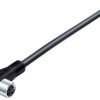 Sensor actuator cable, M8-cable socket, angled to open end, 3 pole, 5 m, PUR, black, 4 A, 77 3708 0000 50003-0500