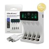 Ładowarka QOLTEC Akumulatorów Ni-MH Typu R03/R06 AAA -AA , LCD, Kabel USB-C, Biała