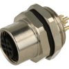 Gniazdo; KLS15-M12A-B105; M12-5p; 5 torów; proste; lutowany; 0,34mm2; 12mm; wkręcane (M16x1,5); na panel; czarny; IP67; 4A; 60V;
