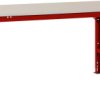 Manuflex AS0011.3003 Stół pakowy PACKPOOL standard z płytą melaminową, szer. X gł. X wys. = 1500 x 800 x 760-870 mm rubi