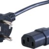 Device connection cable, Europe, plug type E + F, angled on C13 socket, straight, H05VV-F3G0.75 mm², black, 500 mm, VII-H05VVF3G