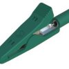 Miniature alligator clip, green, max. 4 mm, L 41.5 mm, CAT O, socket 2 mm, 930317804