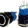 Przycisk LB19BL/WB-12V;RING;2A/250V podświetlenie biały;bistabilny