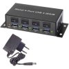 Renkforce RF-3955362 USB 3.0 Hub 4-Port Metal Switchable Wall Mount Black