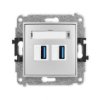 Icon Mechanizm Gniazda Podwójnego 2Xusb A-A 3.0 Srebrny Metalik 7Igusb-6