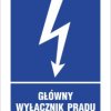 Samoprzylepna tabliczka ostrzegawcza /GŁÓWNY WYŁĄCZNIK PRĄDU 148X210/ 20EIA/Q4/F