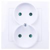AS Gniazdo podwójne b/u z przesłonami białe GP-2GP/00