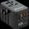 Universal Travel-Charger, UTA-05, GaN III, 65WPower Plug (EU/UK/USA) 100-250V, 2x USB-A,2x USB-C