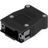 D-Sub connector housing, size: 1 (E), straight 180°, angled 90°, plastic, black, 16-001810