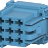 Socket, unequipped, 9 pole, straight, 3 rows, blue, 6-968971-1