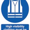 Znak nakazu, Sztywny plastik PP, Niebieski/biały, High Visibility Clothing Must Be Worn In This Area-Tekst Angielski,