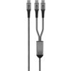 Kabel tekstylny USB-C, 60 W, Power Delivery, 1,5 m, czarny szary...