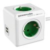 Allocacoc listwa zasilająca kostka PowerCube Extended 4x250V Schuko 2xUSB przedłużacz 1,5 m 1402GN/DEEUPC