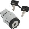 Key switch, unlit, latching, waistband round, 2 x 90°, trigger position 0 + 1, mounting Ø 22 mm, ZB4BG212