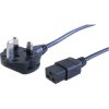 Power cord, UK, plug type G, angled on C19 socket, straight, H05VV-F3G1.5 mm², black, 2.5 m, BS13/13-H05VVF3G150-C19/2,50M SW900