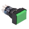 AB6H-M2GC Green 16mm Momentary Rectangle Push Button Switch IP65 DPDT
