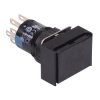 AB6H-M2BC Black 16mm Momentary Rectangle Push Button Switch IP65 DPDT