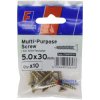 ForgeFix FPKMPS530Y Multi-Purpose Pozi Screw CSK ST ZYP 5.0 x 30mm ForgePack 10