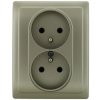 DANTE Gniazdo podwójne z uziemieniem kompletne satyna 455036 KOS