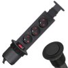 Rozgałęźnik meblowy na 3 gniazda 2P+Z 230V 16A okrągły wpuszczany w blat LIFT BOX 1,5m czarny