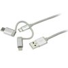Kabel USB Złącze A USB A Złącze B Lightning, Micro USB typu B, USB C dł. 1m Kabel Apple Lightning USB 2.0 kolor: Srebrny