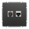 KOS66 Gniazdo TV typu F + RJ45 kat.5e grafit 666070