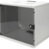 Wall cabinet, 9 U, with glass door, (H x W x D) 460 x 540 x 400 mm, IP20, sheet steel, gray, DN-19 09-U-S-1