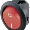 Rocker switch, red, 1 pole, On-Off, off switch, 12 (4) A/250 VAC, 8 (8) A/250 VAC, IP40, unlit, printed, 1881.1104