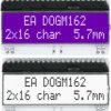 LCD text display, 2 x 16 character, STN, viewing area: 51 x 14.5 mm, EA DOGM162L-A