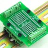 DIP-16 Component to Screw Terminal Adapter PCB, w/Simple DIN Rail Mount Bracket.