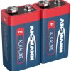 Bateria 9 V Ansmann 6LR61 Red-Line, alkaliczno-manganowe, 2 szt.