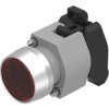 Pushbutton, illuminable, waistband round, red, front ring natural, 704.032.2