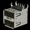 USB panel socket, A, angled, 2-port, PCB assembly