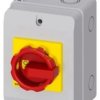 Rozłącznik główny/awaryjny w obudowie 3P 16A 7.5kW AC23A 400V styki pom 1Z 1R pokrętło żółto-czerwone 3LD2064-1GP53