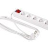 Przedłużacz Z Wyłącznikiem 5-Gniazd Z/U 3M /H05vv-F 3G1/ Biały Pm-Zw-5G-30