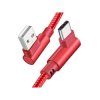 Kabel USB/USB-C 1m Kątowy RED Czerwony wtyk-wtyk