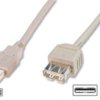 USB 2.0 extension cable, USB plug type A to USB socket type A, 1.8 m, beige, AK-300202-018-E