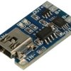 Moduł rozszerzeniowy; Zasilacz buforowy, ładowarka (li-ion); TP4056; 4,5÷5,5 V; 4,2V; 1000mA; gniazdo miniUSB