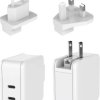 Dehner Elektronik XYPD65CC-ZUZ GaN US foldable with Plug-Set EU/UK white 2xUSB-C Zasilacz stołowy i wtykowy AC/DC 65 W U