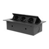 Gniazdo meblowe wpuszczane w blat z płaskim rantem, 3x2P+Z (Schuko), czarne,OR-AE-1371(GS)/B